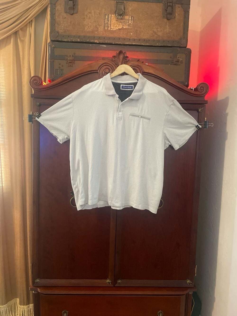 English Laundry Men's Geometric Print Short Sleeve Polo Shirt Size XL